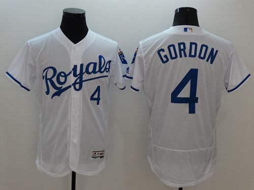 Royals #4 Alex Gordon White Flexbase Authentic Collection Stitched MLB Jersey - Click Image to Close